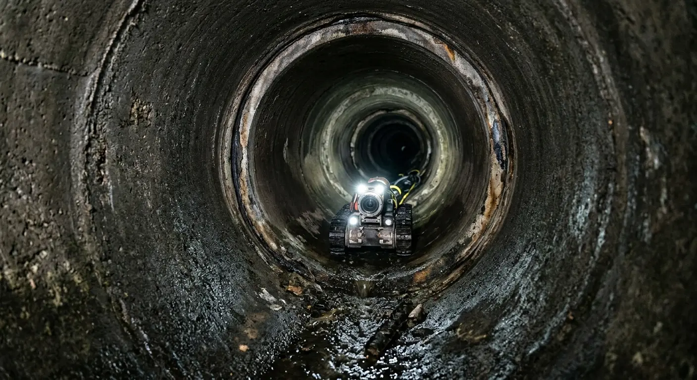 Robotic sewer camera inspecting pipe interior for Sewer Line Repair in Eagleton Village